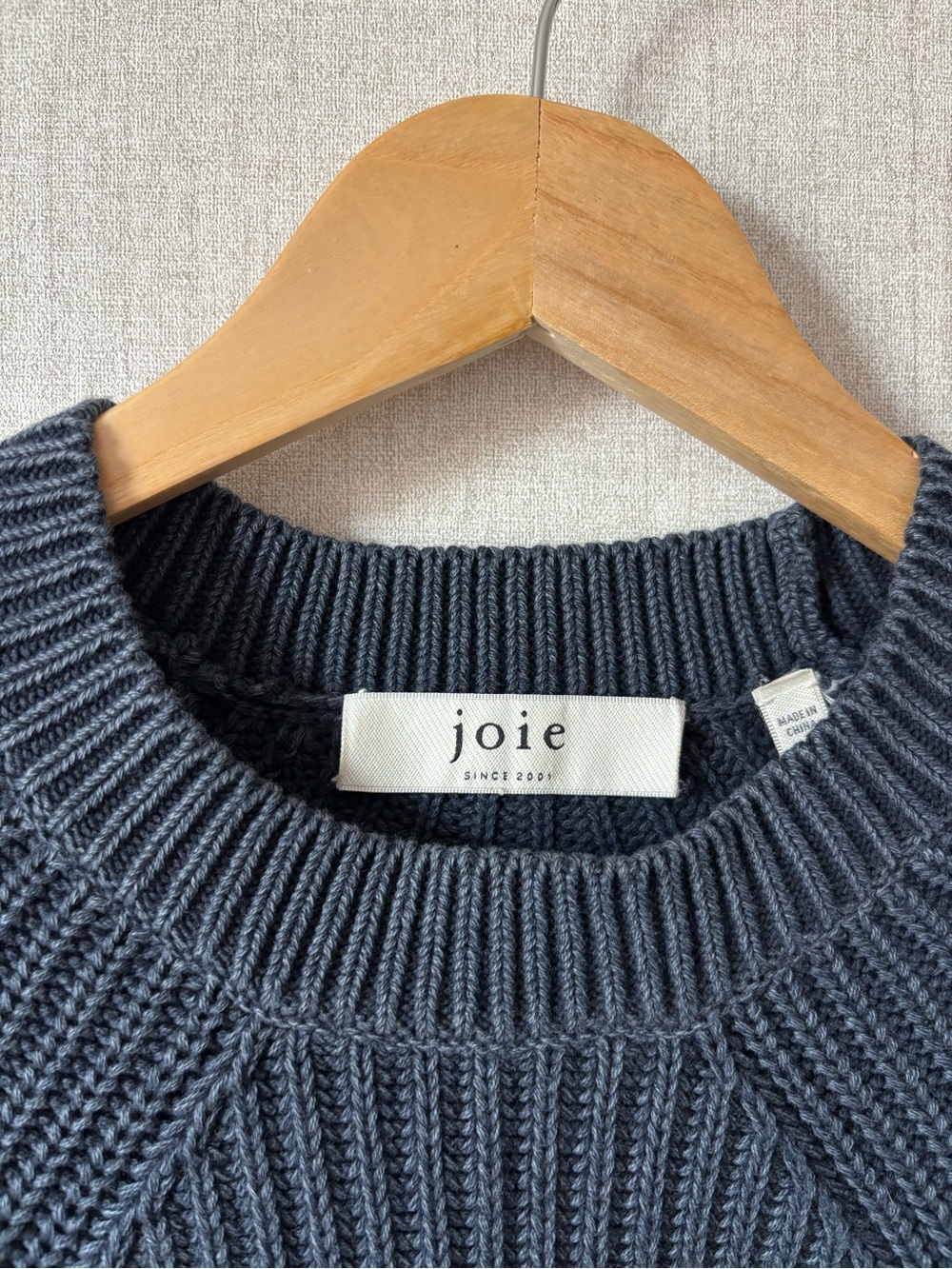 Joie navy blue Short-Sleeve Ribbed Crew Sweater 100% cotton - Picture 3 of 6